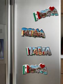 1pc Creative Home Decor Magnet, Vintage Style Magnetic Sticker Decoration - Multicolor - View 10