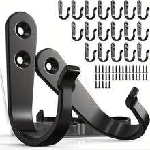 20pcs Heavy-Duty Iron Hooks, Display Hangers With Free Installation Screws - Rust-Proof Black Metal Wall-Mounted Coat Rack, Easy To Install, Perfect For Home And Office Decor - 20PCS Black - View 9