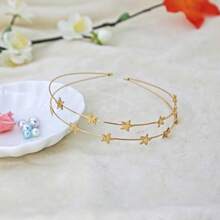 1pc Elegant Sweet Headband, Double Row Five-Pointed Star Delicate Minimalist Chic Hair Clip, Versatile Thin Headband Hair Accessory, Head Piece, Hair Band, Hair Hoop