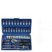 Bộ dụng cụ sửa chữa ô tô chất lượng cao 46/115 món, kèm cờ lê lục giác và cờ lê tháo lắp nhanh, bộ ổ cắm, hộp đựng di động, dùng để bảo dưỡng ô tô và sửa chữa khẩn cấp - Nhiều màu - Xem 5