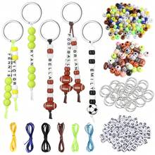 DIY Keychain Making Craft Set, Adjustable Letter Heart-Shaped Transparent Bead Keychain Supplies, Birthday Party Keychain Small Gifts - Multicolor - View 1