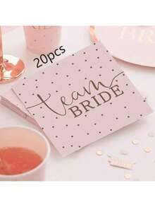 20 件/40 件/60 件/套，单身派对新娘送礼会餐巾 Team Braut 波尔卡圆点餐桌装饰，适合单身派对新娘和新娘团队/婚礼，颜色为粉色和玫瑰金 - 彩色 - 查看 9