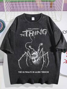 EWH Men's T-Shirt, Retro, "The Thing" Movie - Themed, Graphic Print, Pattern, Loose Fit, Short Sleeved, Top 004-A - màu đen - Xem 1