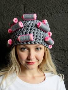 Cute Pink Curly Women's Hat - DIY Curly Knitted Hat, Easy To Use At Home, Perfect For Party Role-Playing Or Daily Styling, Fall / Winter