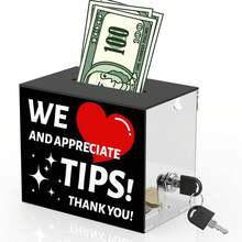 Trinkgeldbox für Barkeeper, Acryl-Trinkgeldbox für Spendenbox, Spendenkasse, Trinkgeldkasse, Sammelbox für Restaurant, Musiker, Fahrer