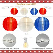 Red White And Blue Lantern String Lights, 25FT G40 LED Outdoor String Lights With 10 8 Inch Waterproof Nylon Lanterns, Hanging 4th Of July Patriotic Decoration Lights For Garden Backyard Party-274881 - RedWhiteBlue - View 3