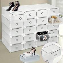 20 scatole per scarpe con coperchio, scatole trasparenti impilabili per riporre le scarpe, organizer salvaspazio per armadio, scatole modulari per riporre le scarpe da ginnastica, in bianco perla - Bianco - Visualizzare 10