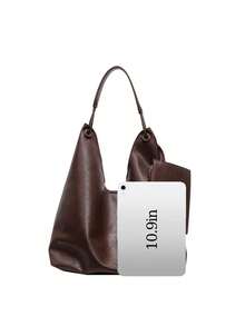 Túi đeo vai nữ mùa Thu/Đông mới, chất liệu vải mờ màu cà phê, túi xách công sở mềm mại hiện đại, kiểu dáng tối giản với dây đeo điều chỉnh được và ngăn đựng tiền xu. - màu nâu - Xem 8