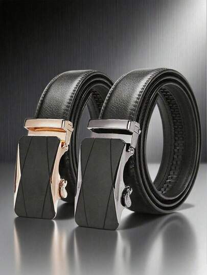 New Automatic Buckle Belt, Zinc Alloy Automatic Buckle, Freely Adjustable Waist Size 100-170cm