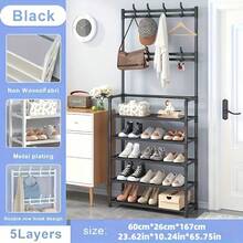 1 pièce Porte-manteau d'entrée, Étagère à chaussures de hall, Portant multifonction en métal, Portant à vêtements au sol, Portant à vêtements à 4/5 niveaux et 8 crochets doubles, Pour le salon, la salle de bain, le rangement de chaussures dans le couloir