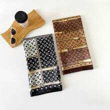 Large Square Scarves, Silk Scarves, Women's Headscarves Printed Scarves Satin, Printed Square Scarves, Silk Scarves, Smooth Fabrics, Headscarves, Binding Bags, Decorative Silk Scarves And Scarves For Daily Use - D9424-Đen - Xem 2