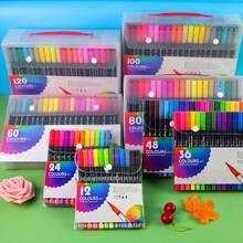 12/24/36/48/80/120 قلم تلوين مائي ملون، أقلام تحديد قابلة للغسيل بطرف ناعم، أقلام تلوين مائي متعدد الألوان، أقلام تلوين مائية على أساس الماء، هدية عيد، لوازم فنية
