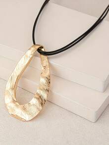 1 buc colier cu pandantiv asimetric geometric texturat cu picătură de apă goală, stil boem vintage minimalist, purtare zilnică versatilă, potrivit pentru cadouri