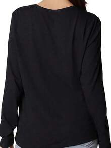 Áo thun cổ tròn in hình Đức tin, Áo dài tay thường ngày, Nữ - màu đen - Xem 2