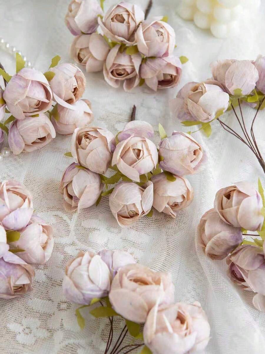 1/3/5/250 piezas Ramo artificial de brotes de té de 10cm para decoración del hogar, comedor, dormitorio, fiestas, cumpleaños, jardín exterior, bodas, centros de mesa, jarrones, decoración de balcón y pared, oficina, festivales - marrón - Ver 1