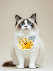 1 件小型/中型犬小鸭宠物印花头巾/围兜，3D 小黄鸭头巾/围兜 - 彩色 - 查看 9