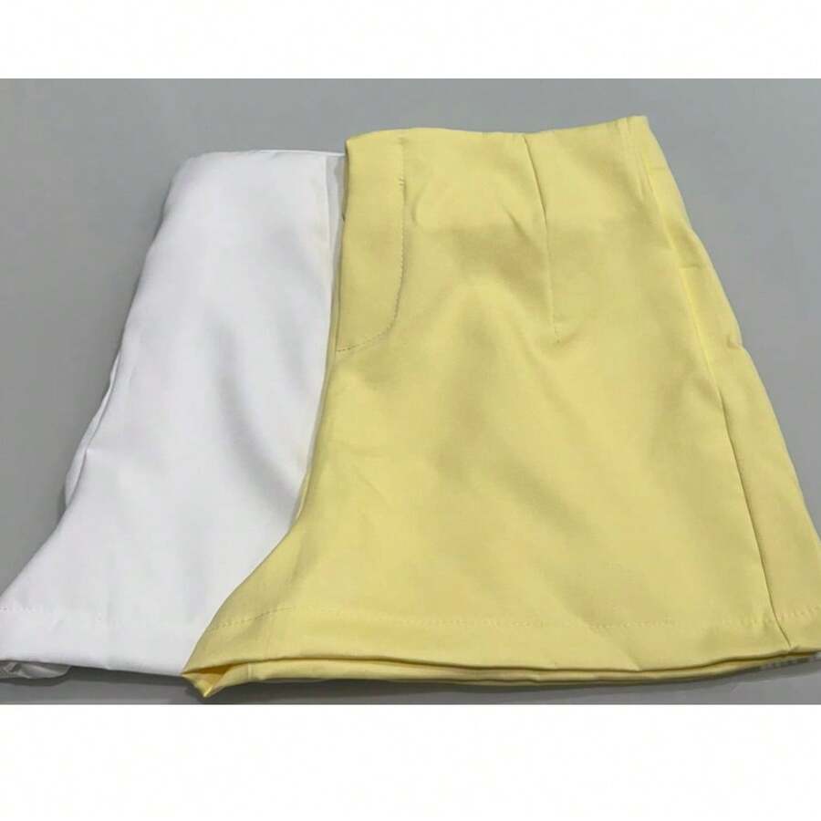 New Fashion 2025 Tailored Social Shorts Kit - 黃白色 - 查看 1