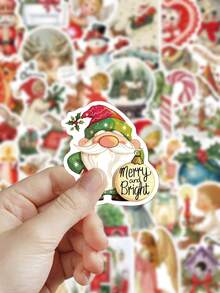 50 pièces Autocollants de gnome de Noël pour scrapbooking, planche à roulettes, guitare, cadeaux de Noël, décoration de chambre