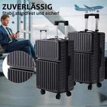 fangange 2-Piece Suitcase Set, 20 Inch And 24 Inch Suitcase, With Interior Compartments, Universally Rotating Silent Wheels, With High-Quality TSA Lock, Travel Suitcase Set, Robust Travel Luggage, Hand Luggage - màu đen - Xem 4