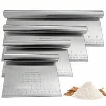 1pc/2pcs Thick Stainless Steel Pasta Cutter With Scale, Dough Scraper, Pastry Scraper, Professional Dough Cake Baking Knife For Making Bread, Pizza, Pasta And Cookies, Kitchen Tool, Back To School Supplies - Silver - View 7