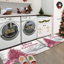 Pink Christmas Tree Microfiber Doormat - Quick-Dry, Non-Slip, Machine Washable, Waterproof & Stain Resistant - Perfect For Kitchen, Bathroom, Holiday Decor & Gifts - Multicolor - View 10