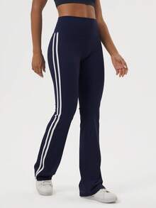 Sodalemon Women's Street Style Patchwork Cargo Yoga Flare Pants - Navy Blue - View 6