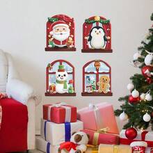 Pegatinas decorativas de elementos navideños con diseños de dibujos animados lindos para ventana, sala de estar, estudio, entrada, decoración del hogar, decoraciones navideñas, decoración de habitación, pegatinas de pared, pegatinas de pared decoraciones navideñas para el hogar