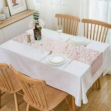 1pc 11x108 Inch Rose Gold Foil Table Runner, Birthday Wedding Banquet Party Table Decor, Tablecloth Table Runner, Placemat Plate Decoration, Gift Wrapping, Baby Shower, Table Centerpiece - Rose Gold - View 6