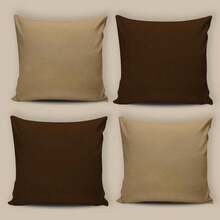 Kit Of 4 Oxford Cushion Covers 45x45cm Living Room Bedroom Decoration Various Colors - 2 棕色 / 2 榛果色 - 查看 6