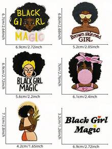1 Set de 3/8 piezas Parches bordados de la serie de niñas negras lindas, parches de poliéster de moda lindos, apliques para coser o planchar en ropa, accesorios, mochilas, vaqueros, chaquetas, camisetas, sombreros, vestidos, etc.