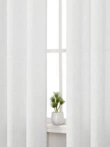 1 件/2 件套仿亚麻纹理窗帘，适用于客厅卧室隐私，质朴粗麻布编织半透明索环顶部滤光窗帘，白色 - 白色 - 查看 7