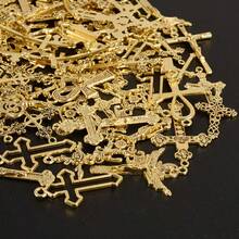 10pcs/20pcs/50pcs Retro Charms For Jewelry Making, Multiple Alloy Material Bright Gold And KC Gold Cross Mixed Pendants,Can Be Used To Make Necklaces, Bracelets, Keychain Pendants, Multiple Random Mixed Shipments - M552 - View 5