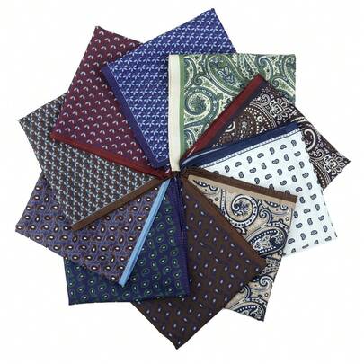 1 件新款设计欧美风格时尚涤纶腰果花印花 30 厘米 X 30 厘米男士口袋巾、手帕，适合宴会、生日、婚礼、派对穿着