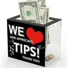 Trinkgeldbox für Barkeeper, Acryl-Trinkgeldbox für Spendenbox, Spendenkasse, Trinkgeldkasse, Sammelbox für Restaurant, Musiker, Fahrer