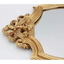 Wall Mirrors Decorative - Eaoundm Antique Gold Resin Frame Decorative Wall Mirror Makeup Mirror Tabletop Mirrors, Bedroom Living-Room Dresser Decor 8.2W X 13 L Inchs - 古董金 - 查看 7