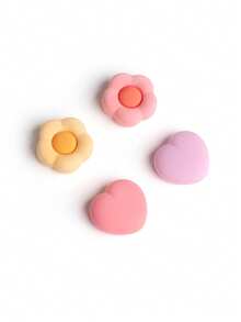 GeekShare 4pcs/Set Heart & Flower Pattern Thumb Grip Caps Compatible With Switch/Oled/Switch Lite, Game Console Controller Accessory - Multicolor - View 2