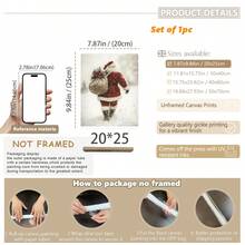 1 szt., płótno ścienne, dekoracje świąteczne, oprawione ozdoby świąteczne, śnieżny zimowy krajobraz, Święty Mikołaj, wystrój świąteczny w stylu rustykalnym, wystrój bożonarodzeniowy w stylu vintage, bałwan, choinka, pociąg świąteczny, dekoracja pokoju bożonarodzeniowego, wystrój salonu