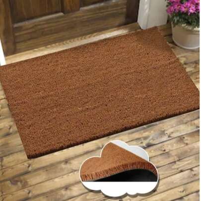 Capacho de fibra de coco natural de 40x60 cm com revestimento 100% PVC resistente – Superfície de escova antiderrapante que retém sujeira – Tapete durável de 18 a 22 mm de espessura para uso interno e externo FABRICADO NA TURQUIA