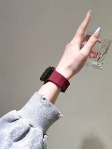 1条酒红色运动硅胶表带，兼容 42mm、38mm、40mm、41mm、44mm、45mm、46mm、49mm，时尚智能手表替换表带，适用于Series Ultra2、Ultra SE2、SE 11、10、9、8、7、6、5、4、3、2、1，男女通用，是理想的返校礼物 - 酒紅色 - 查看 6