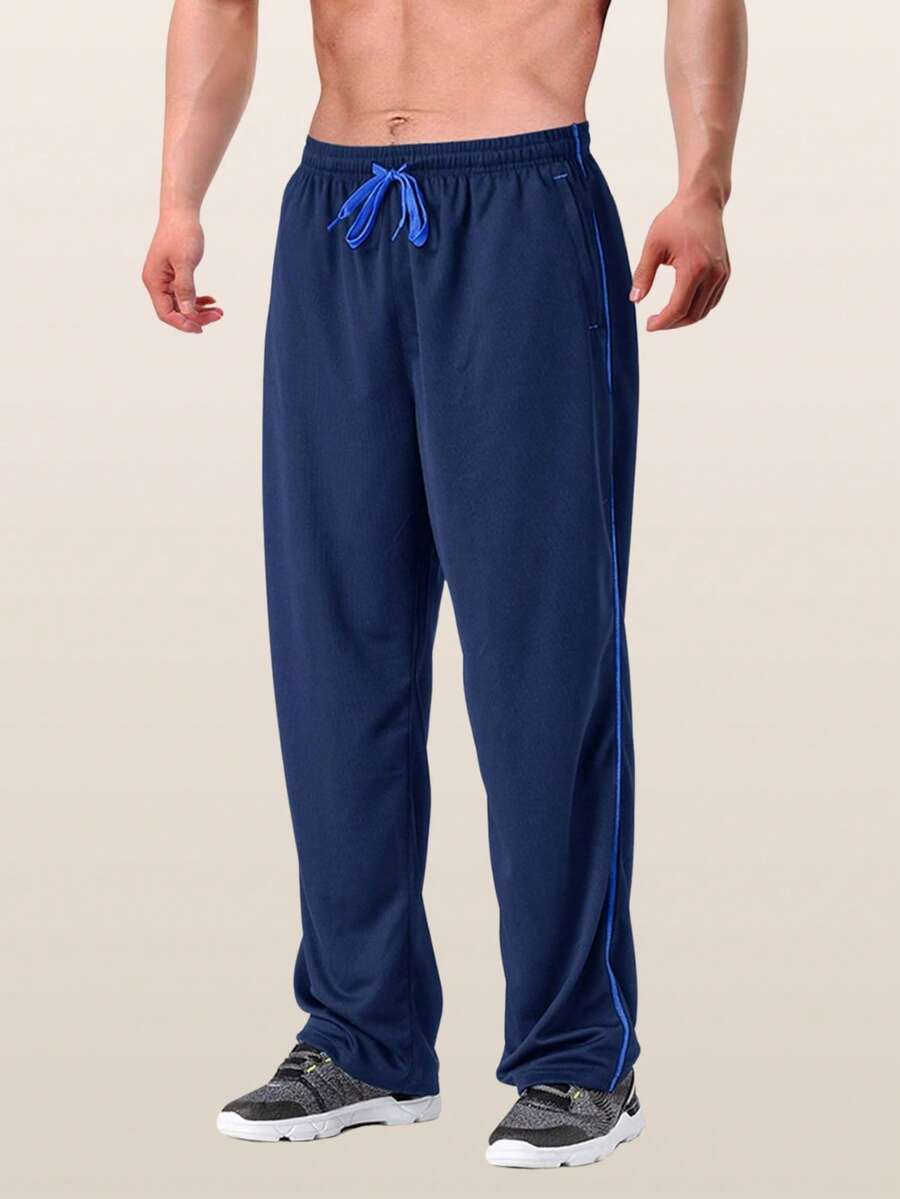 Men's Quick Dry Tracksuit Bottoms Mesh Jogging Sweat Pants Loose Fit Athletic Pants With 2 Zipper Pockets