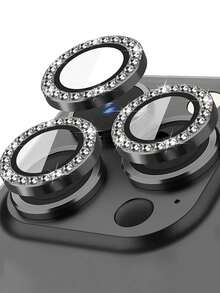 3 件彩色水钻相机镜头保护膜适用于 Apple 17/17Air/17pro/17promax/16/16pro/16plus/16promax/16 14 Pro 6.1 英寸 /14 Pro Max 6.7 英寸，嵌入式人造钻石闪亮相机盖钢化玻璃适用于 Apple 14 Pro Max /14 Pro/15/15Promax/15Pro [完美贴合] - 人造钻石多色 - 黑色 - 查看 32