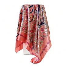 Cashew Printed Silk Scarf 90cm Ladies, Printed Square Scarves, Silk Scarves, Glossy Fabrics, Headscarves, Binding Bags, Decorative Silk Scarves And Scarves Suitable For Daily Use - D9168-藍色 - 查看 4