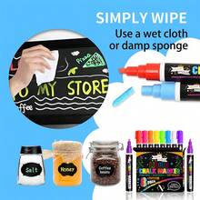 Marcadores de giz líquido de 8 cores para quadros-negros - Canetas marcadoras de quadro branco com cores vibrantes e apagáveis, para quadros-negros, janelas, quadros-negros, vidros, marcadores de janela apagáveis para carros