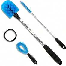 A Multi-Functional 3-In-1 Cleaning Brush Set - Suitable For Thin-Neck Bottles, Sports Water Bottles, Coffee Cups,  Flasks, And Straw Cups. Comprehensive Cleaning. - Blue - View 8