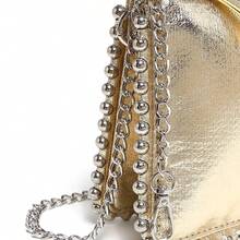 时尚百搭斜跨方形包手拿包 - 金色 - 查看 6