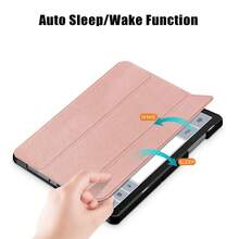 Ốp bảo vệ máy tính bảng siêu mỏng, màu trơn, viền cứng, gập ba, có chân đế, tương thích với Samsung Galaxy Tab A11/A9/S10/S9/S8/S7/S6/A8/A7, nhẹ và dễ mang theo (Lưu ý: Các mẫu A9 8.7/A7 Lite không hỗ trợ chức năng tự động bật/tắt màn hình). - Hoa hồng vàng - Xem 3
