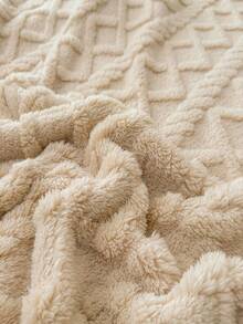 1 件米色波西米亚风格毛毯，塔夫绸提花仿羊羔绒毛毯，柔软轻盈透气保暖两用床罩/披肩，适用于客厅、卧室、宿舍、家具装饰，四季皆宜，小尺寸可用作沙滩巾 - 卡其色 - 查看 7