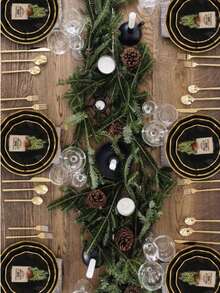 10/30/50 件全新波浪形黑色和金色纸盘 - 7.25 英寸甜点盘、9 英寸午餐盘和 10.25 英寸晚餐盘黑色一次性盘子，带金色边缘 - 适合派对、新年、生日、毕业典礼和父亲节 - 黑色 - 查看 7