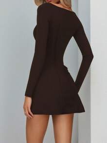 Abito aderente a maniche lunghe con decorazioni in strass da donna WOWDARK, autunnale