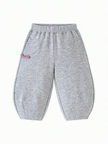 mini bala Calças Balão para Meninas, Macias, Confortáveis, Fofas, Versáteis, Ideais para o Dia a Dia no Outono - Cinza claro - Visão 4
